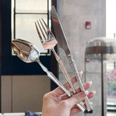 European Luxury Bark Texture Cutlery Set | Yedwo Design